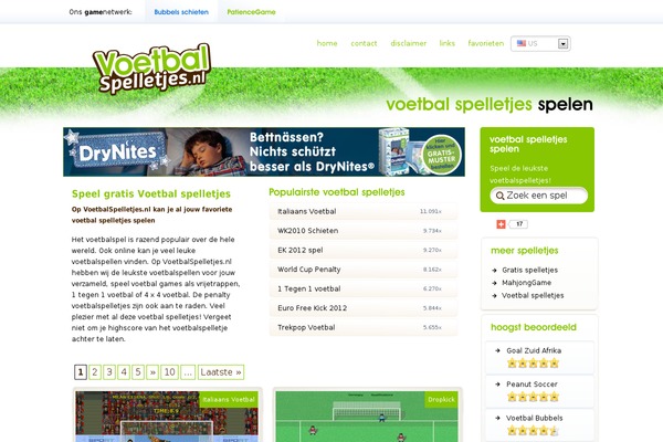 voetbalspelletjes.nl site used Voetbal