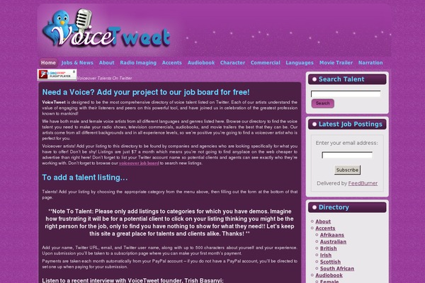 voicetweet.com site used Voicetweet