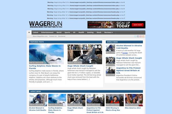 wagerrun.com site used Newsnews