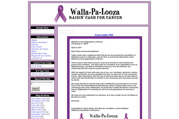 walla-pa-looza.org site used Wallapalooza