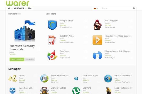 warer.de site used Warer