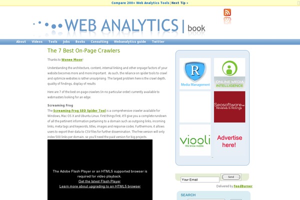 webanalyticsbook.com site used Weba