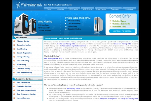 webhosting4india.com site used Unite-custom