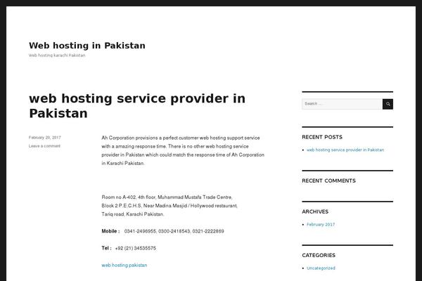webhostinginpakistan.com site used Twenty Sixteen