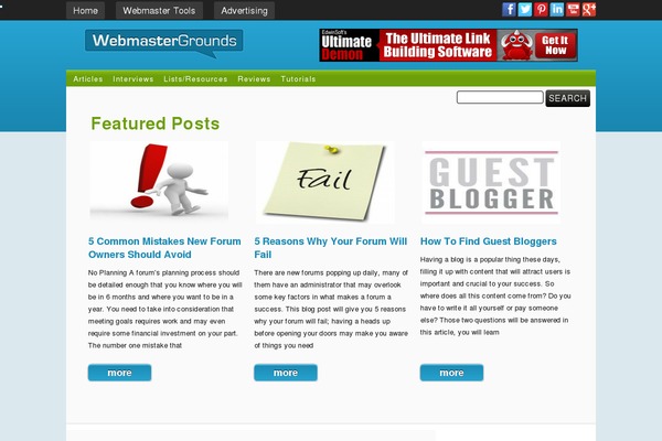 webmastergrounds.com site used Thesis