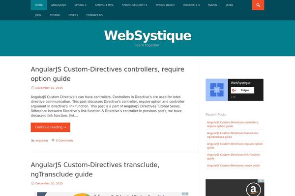 websystique.com site used Bizmo