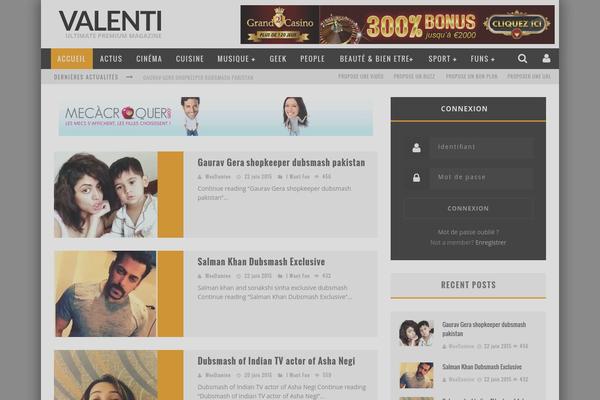 Valenti theme site design template sample