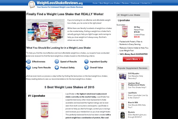 weightlossshakereviews.org site used Weightlossshakereviews.org