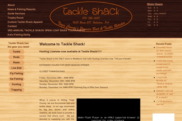 wellsborotackleshack.com site used Tackleshack