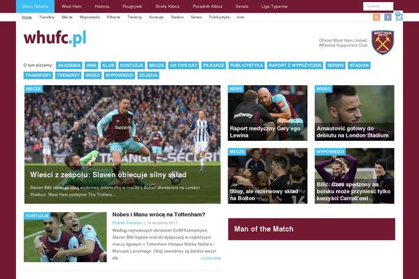 whufc.pl site used Whufcpltheme