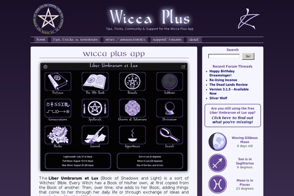 wiccaplus.com site used Wicca