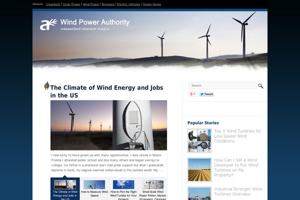 windpowerauthority.com site used Cleantech