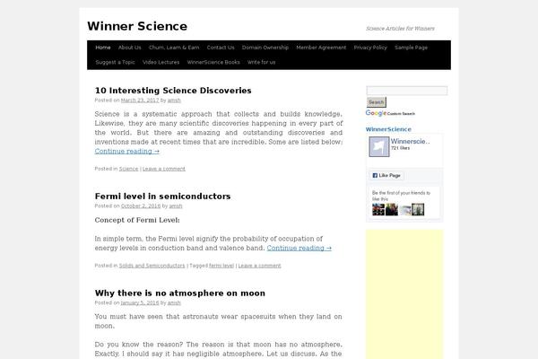 winnerscience.com site used Polite Blog