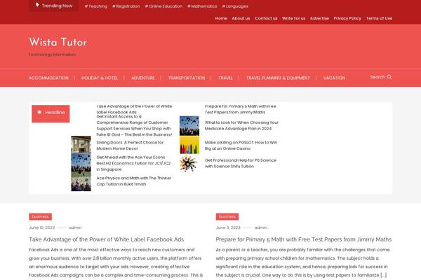 wistatutor.com site used Color-newsly