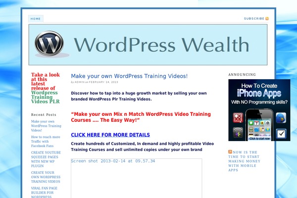 wordpress-wealth.com site used Thesis 1.8