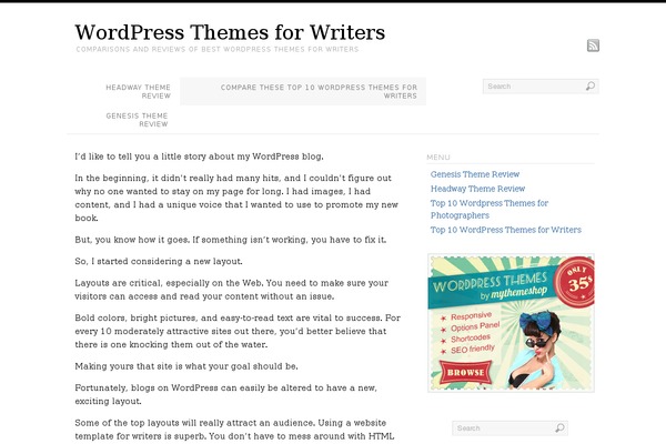 wordpressthemesforwriters.com site used Platform