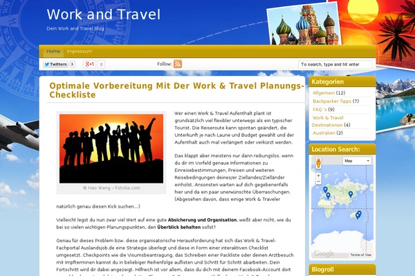 Travel Blogger theme site design template sample