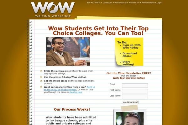 wowwritingworkshop.com site used Wow-theme