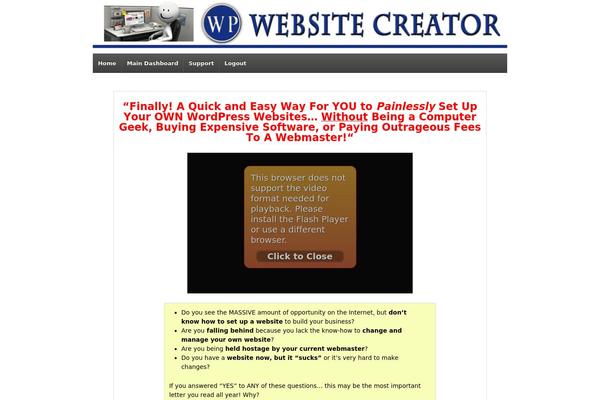 wpwebsitecreator.com site used Wpreponsive