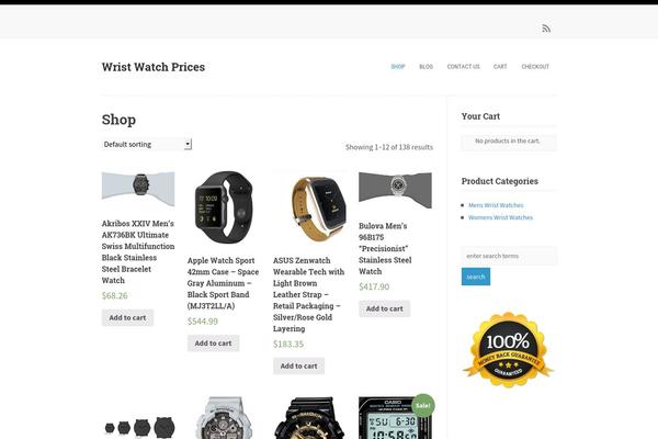 wristwatchprices.com site used Wp-shopkeeper