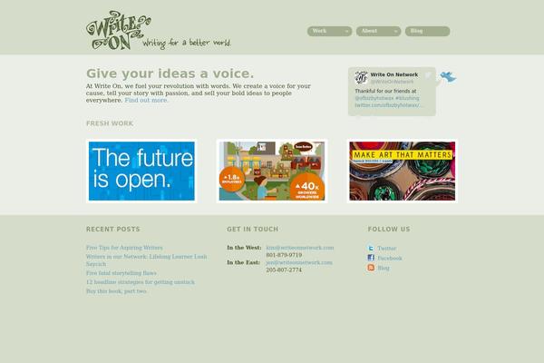 writeonnetwork.com site used Newfangled-theme