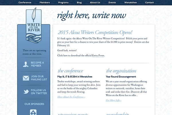 writeontheriver.org site used Writeontheriver