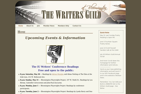 writersguildbloomington.com site used Writers-guild-theme