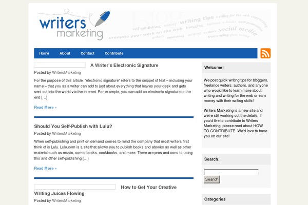 writersmarketing.com site used Colormatic Theme