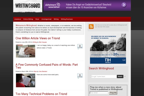 writinghood.com site used Belinni