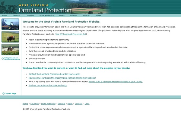wvfarmlandprotection.org site used Wvfpa