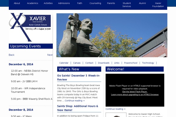 xaviersaints.org site used Xavier