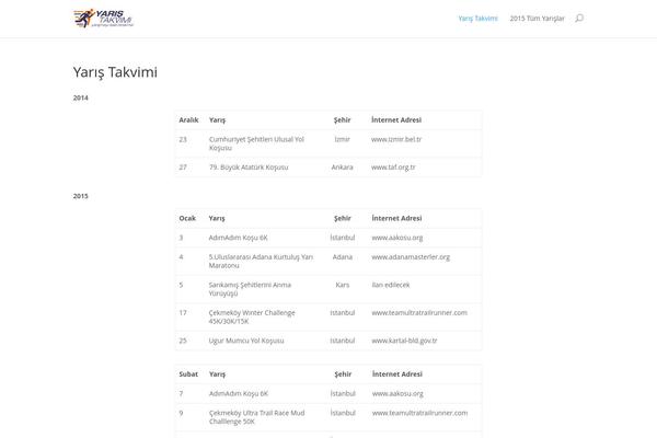 yaristakvimi.com site used Divi