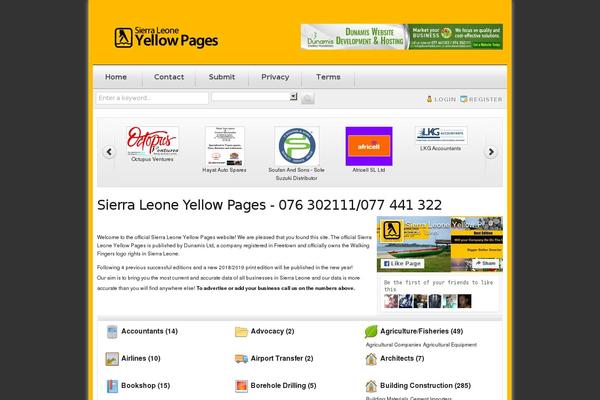 yellowpagessierraleone.com site used Classifiedstheme