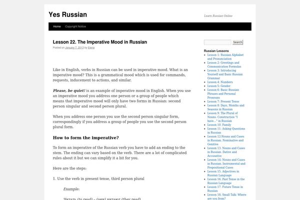 yesrussian.com site used Twenty Fourteen