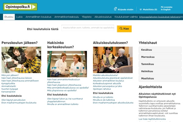 yliopistohaku.fi site used Ophver3