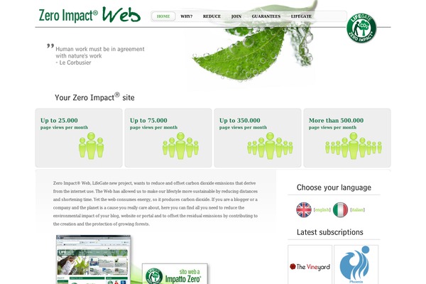 zeroimpactweb.com site used Naturel Theme