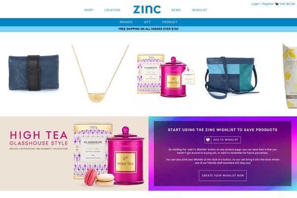 Zinc theme site design template sample